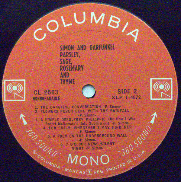 Simon & Garfunkel : Parsley, Sage, Rosemary And Thyme (LP, Album, Mono, San)