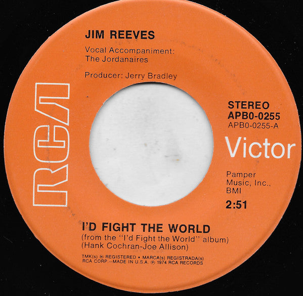 Jim Reeves : I'd Fight The World (7", RE, Hol)