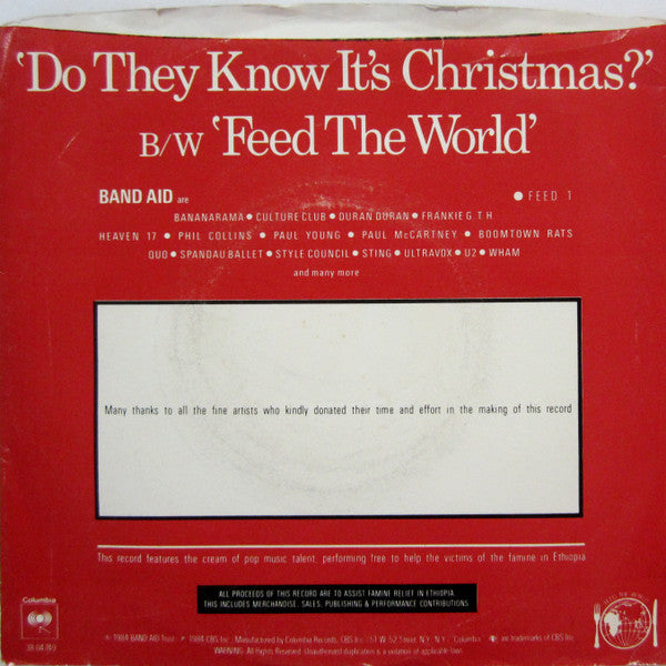 Band Aid : Do They Know It's Christmas? (7", Single, Styrene, Car)