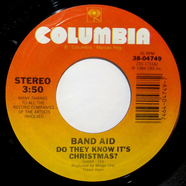 Band Aid : Do They Know It's Christmas? (7", Single, Styrene, Car)