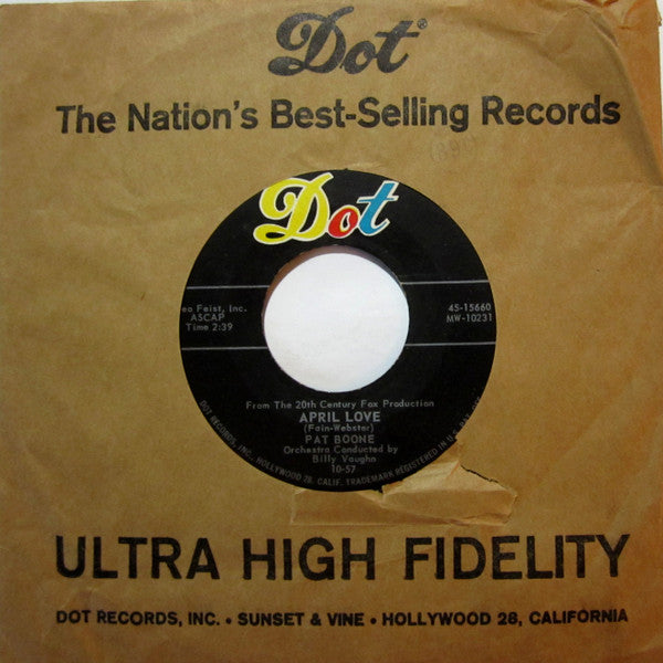 Pat Boone : April Love (7", Single, Ind)