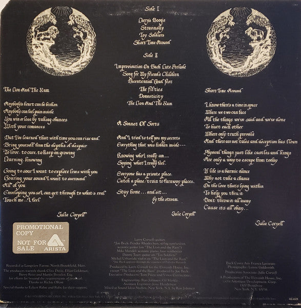 Larry Coryell : The Lion And The Ram (LP, Album, Promo, Wad)