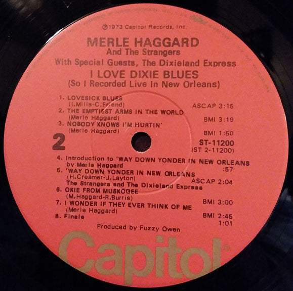 Merle Haggard And The Strangers (5) : I Love Dixie Blues ... So I Recorded "Live" In New Orleans (LP, Album, Win)