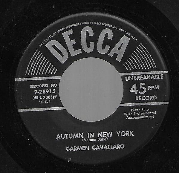 Carmen Cavallaro : Tenderly (7", Single)