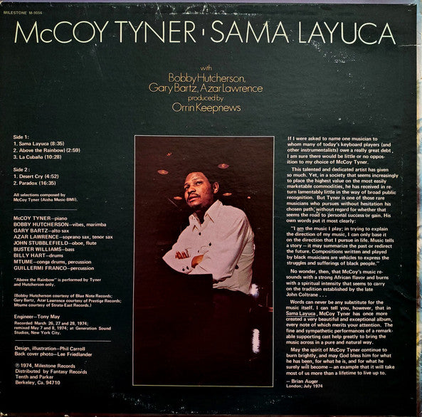 McCoy Tyner : Sama Layuca (LP, Album, Ter)