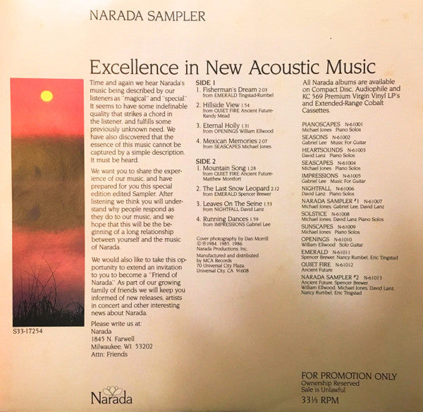 Narada Artists : Sampler (7", Promo, Smplr, Ele)