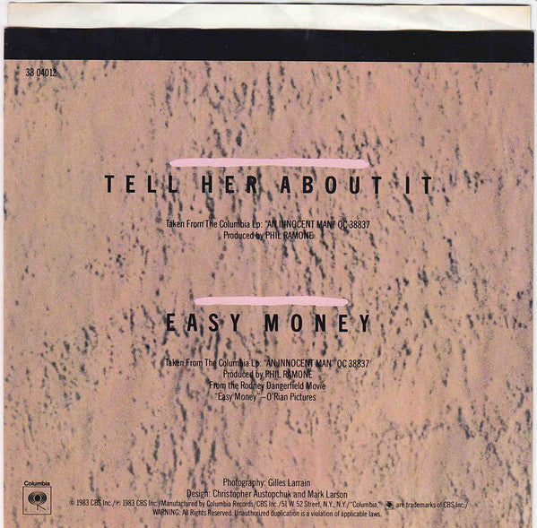 Billy Joel : Tell Her About It (7", Single, Styrene, Pit)
