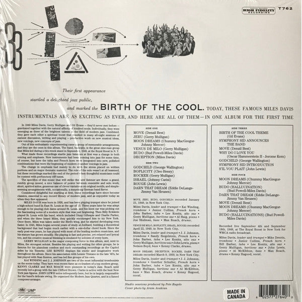 Miles Davis : The Complete Birth Of The Cool (LP, Album, Comp, RE, RM + LP, RE + Comp, Mono, RE)