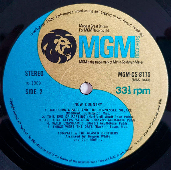 Tompall & The Glaser Brothers* : Now Country (LP, Album)