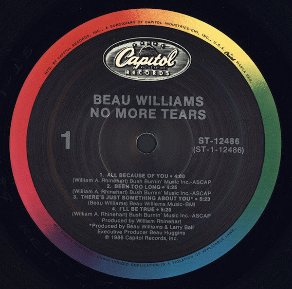 Beau Williams : No More Tears (LP, Album)
