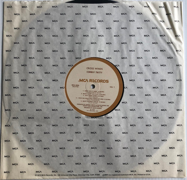 Conway Twitty : Cross Winds (LP, Album, Glo)