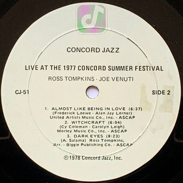 Ross Tompkins, Joe Venuti, Ray Brown, Scott Hamilton, Jake Hanna : Live At Concord '77 (LP)