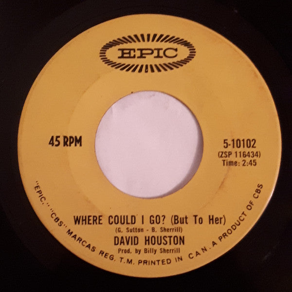 David Houston : Where Could I Go? (But To Her) (7", Single)