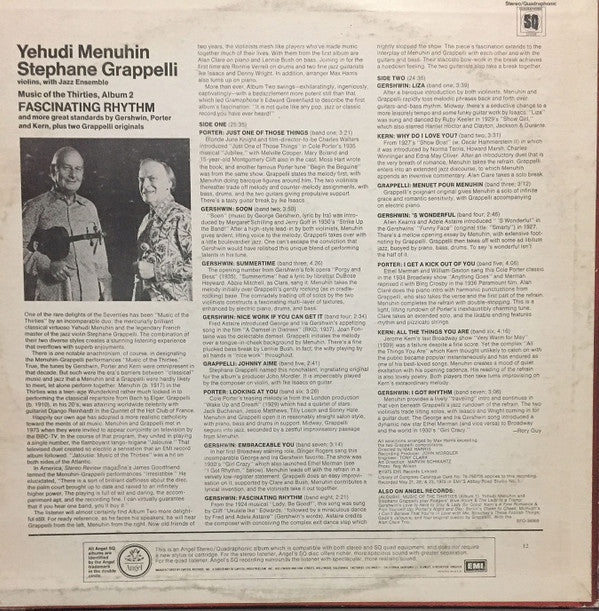 Yehudi Menuhin, Stéphane Grappelli : Fascinating Rhythm (Music Of The Thirties, Album 2) (LP, Quad, Win)