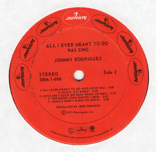 Johnny Rodriguez (4) : All I Ever Meant To Do Was Sing (LP, Album, PRC)