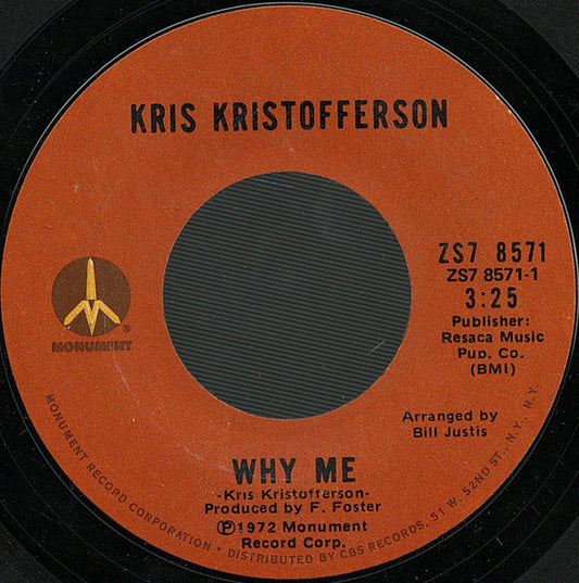 Kris Kristofferson : Why Me / Help Me (7", Single)