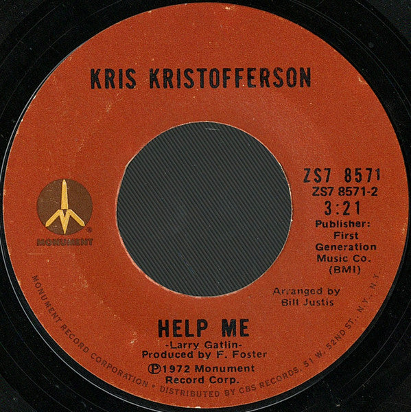 Kris Kristofferson : Why Me / Help Me (7", Single)