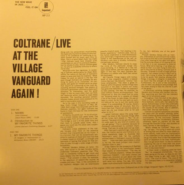 John Coltrane : Live At The Village Vanguard Again! (LP, Album, Ltd, RE)
