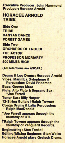 Horacee Arnold : Tribe (LP, Album, Ter)