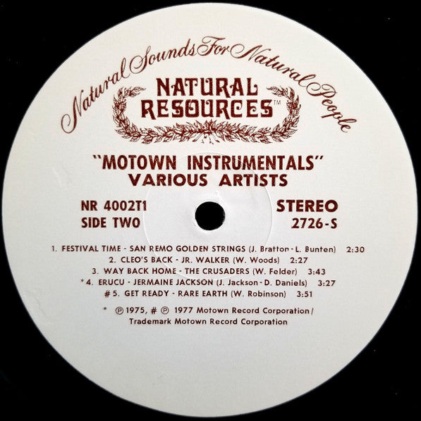 Various : Motown Instrumentals (LP, Comp)