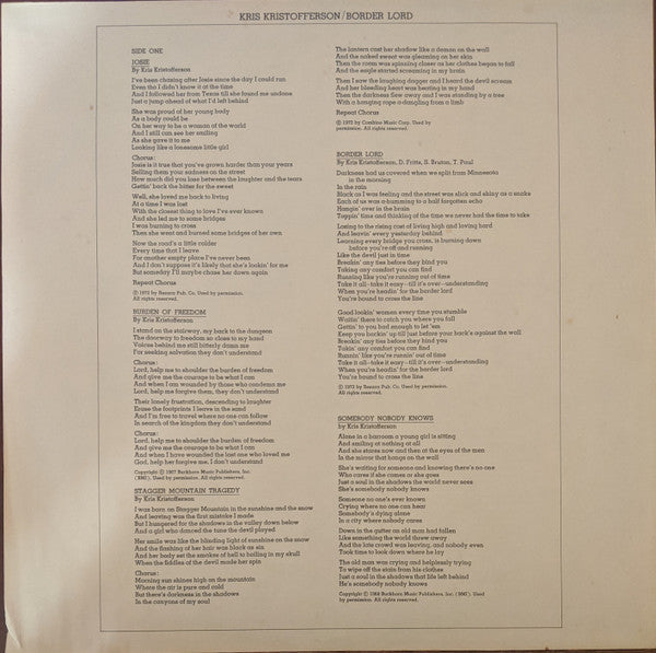 Kris Kristofferson : Border Lord (LP, Album, Pit)