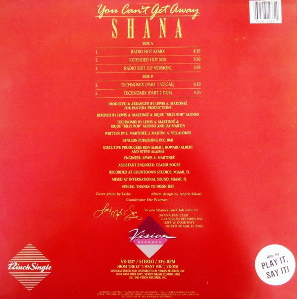 Shana : You Can't Get Away (12")