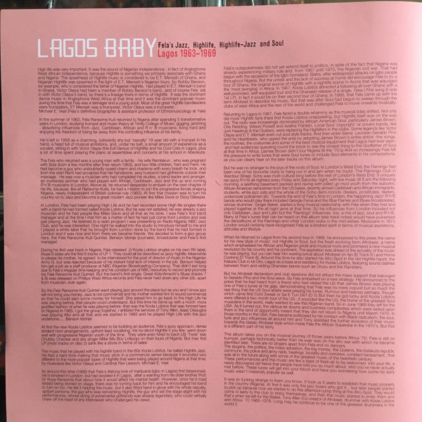 Fela Kuti : Lagos Baby 1963-1969 (2xLP + 10" + Comp, Ltd, RE)