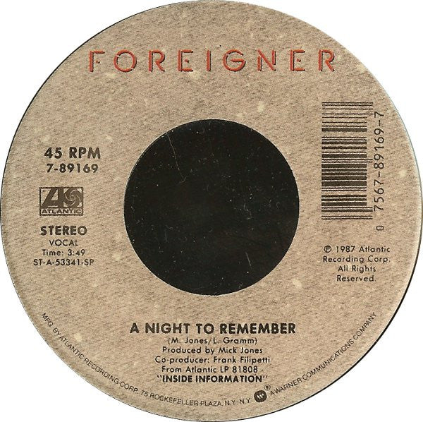 Foreigner : Say You Will (7", Single, SP)