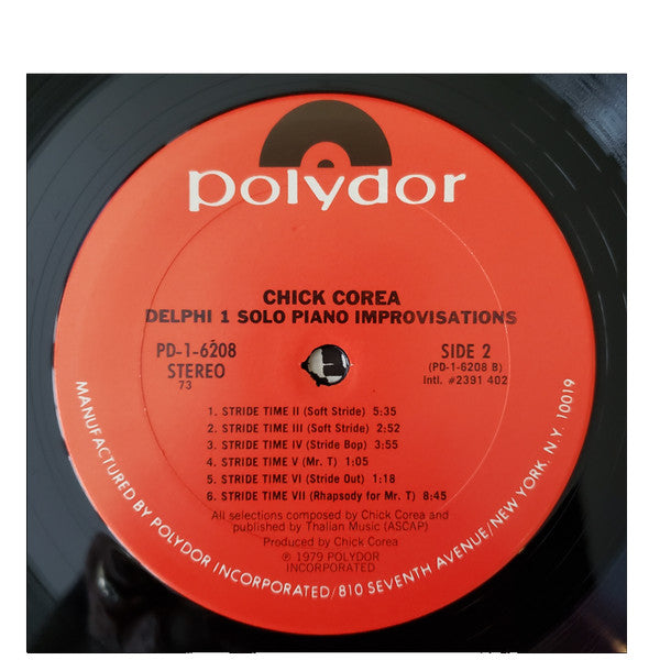 Chick Corea : Delphi 1 Solo Piano Improvisations (LP, Album, Ter)