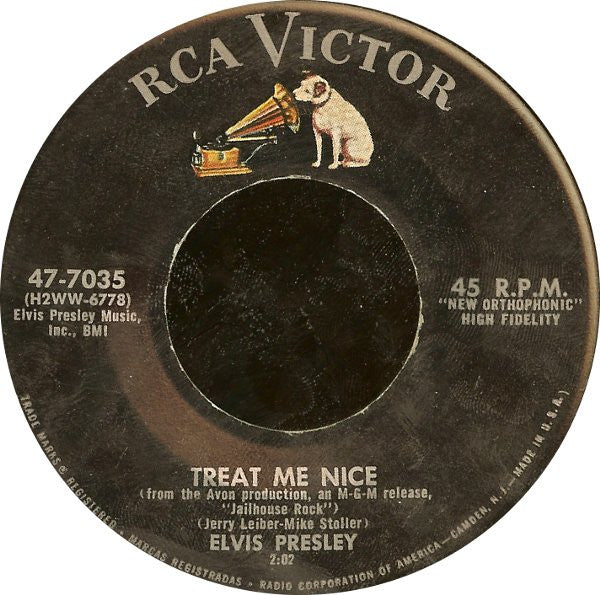 Elvis Presley : Jailhouse Rock / Treat Me Nice (7", Single, Roc)