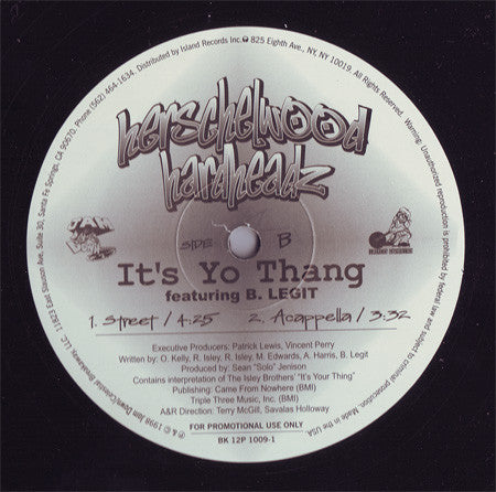 Herschelwood Hardheadz : It's Yo Thang (12", Promo)