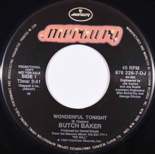 Butch Baker (4) : Wonderful Tonight (7", Promo)
