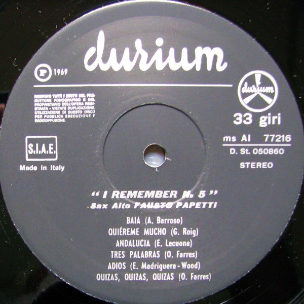 Fausto Papetti : I Remember No. 5 - Motivi Dell'America Latina (LP, Album)
