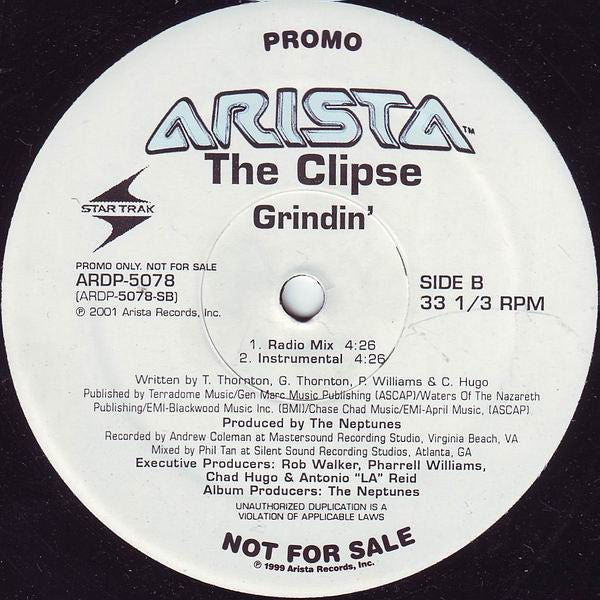 The Clipse* : Grindin' (12", Promo)