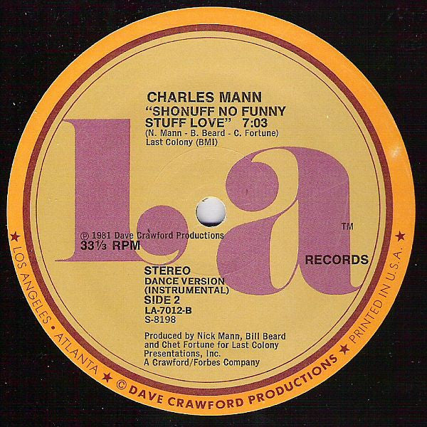 Charles Mann : Shonuff No Funny Stuff Love (12")