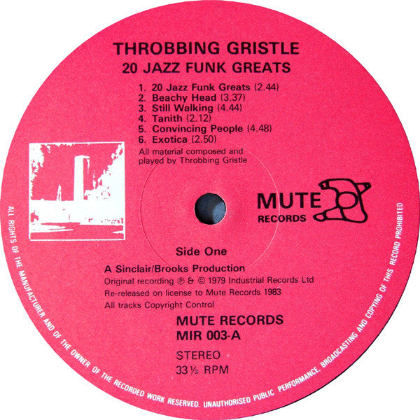 Throbbing Gristle : 20 Jazz Funk Greats (LP, Album, RE)