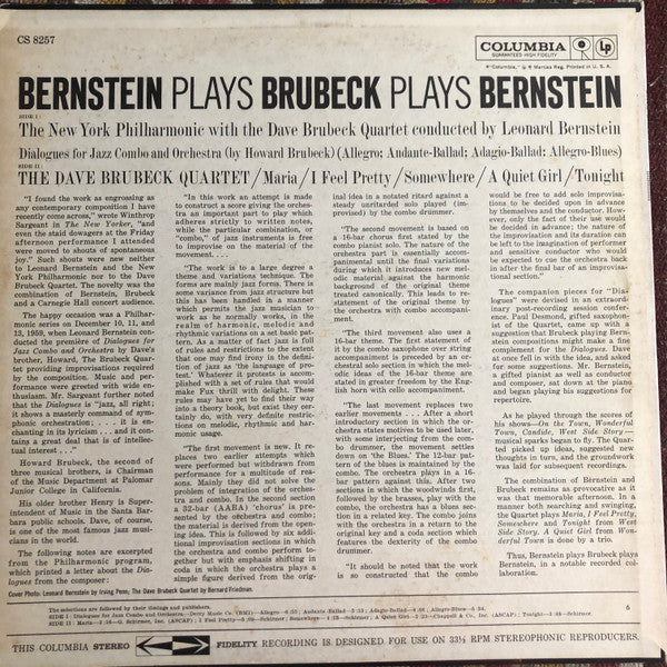 The Dave Brubeck Quartet : Bernstein Plays Brubeck Plays Bernstein (LP, Hol)