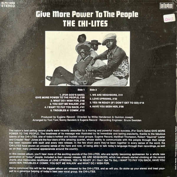 The Chi-Lites : Give More Power To The People (LP, Album)