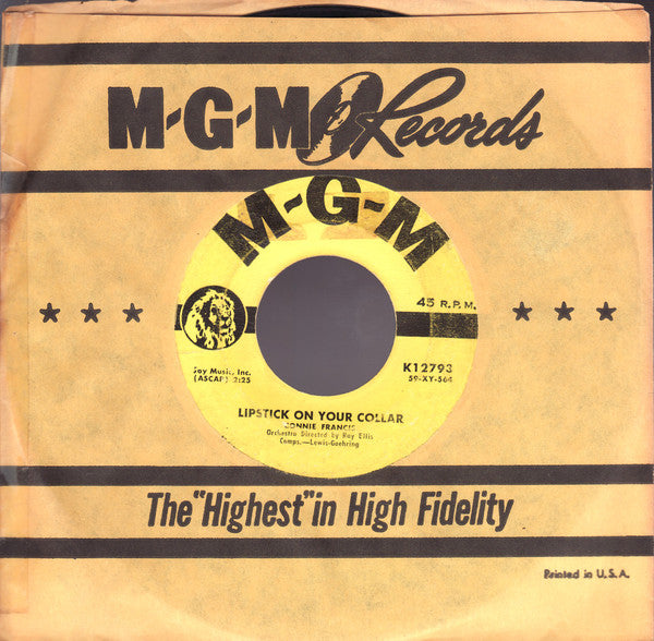 Connie Francis : Lipstick On Your Collar / Frankie (7")