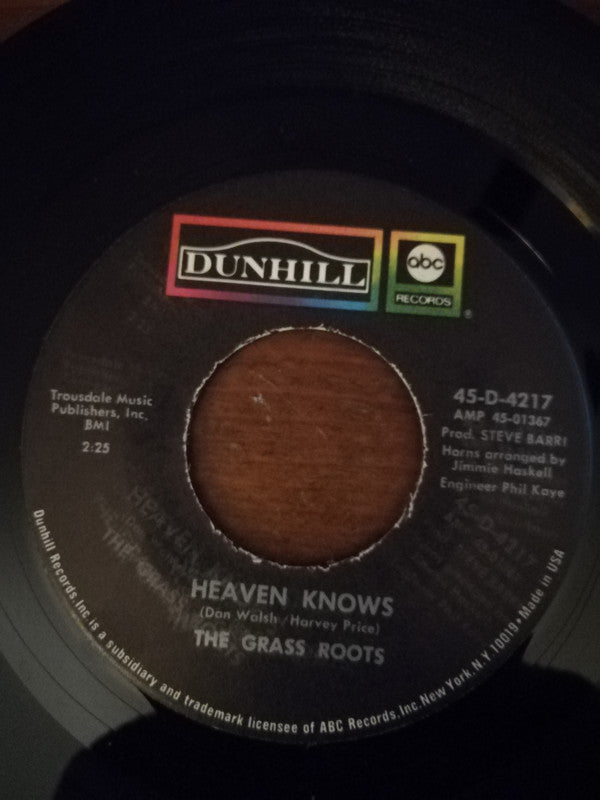 The Grass Roots : Heaven Knows / Don't Remind Me (7", Single)