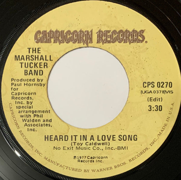 The Marshall Tucker Band : Heard It In A Love Song / Life In A Song (7", Styrene, Win)