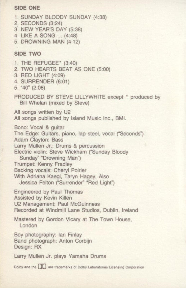 U2 : War (Cass, Album, Dol)