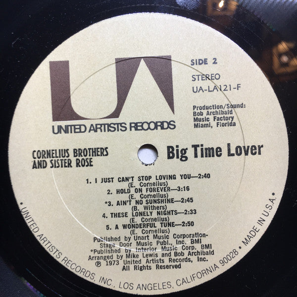 Cornelius Brothers And Sister Rose* : Big Time Lover (LP, Album, All)