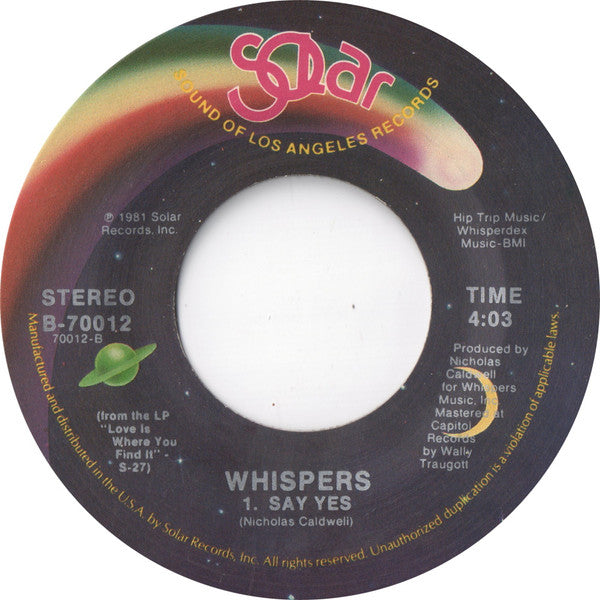 The Whispers : Just Gets Better With Time (7")