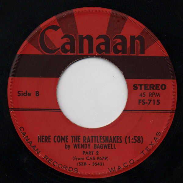 Wendy Bagwell : Here Come The Rattlesnakes (7", Single)