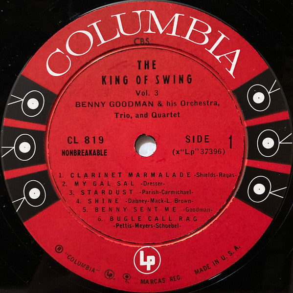 Benny Goodman And His Original Orchestra* And Quartet* : 1937-38 Jazz Concert No. 2 - The King Of Swing Vol. 3 (LP, Album, Mono, RP)