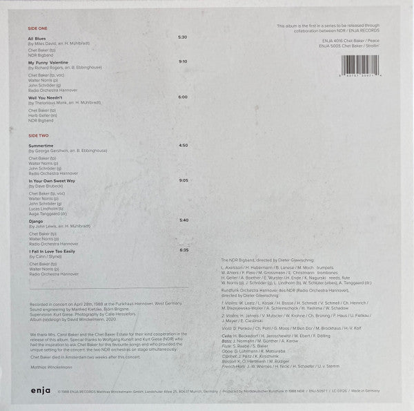 Chet Baker : My Favourite Songs - The Last Great Concert (LP, Album, RE)