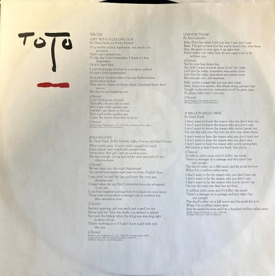 Toto : Turn Back (LP, Album, Pit)