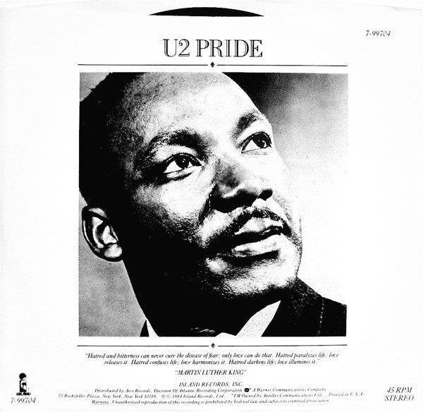 U2 : Pride (In The Name Of Love) (7", Single, AR)