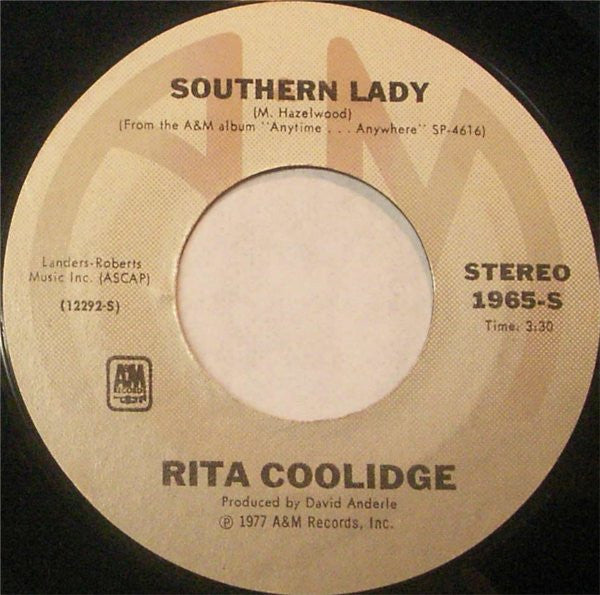 Rita Coolidge : We're All Alone / Southern Lady (7", Single, Styrene, Ter)